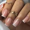 French White Edge Nail Autumn and Winter New Gold Glitter Nail Film Short Gradual Change Nail Film Removable Fake Nail