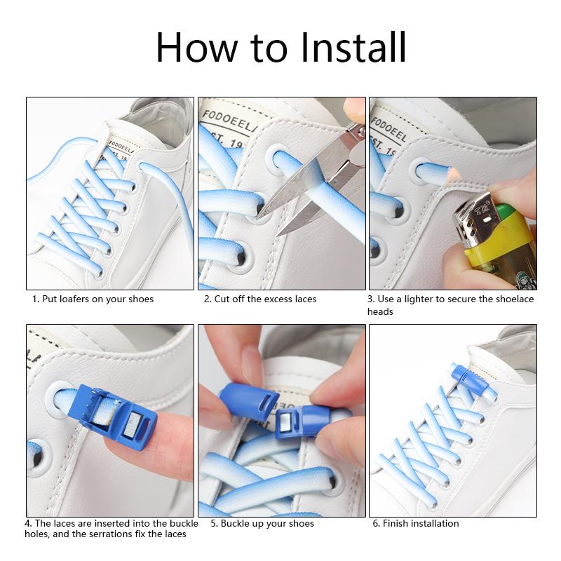 Магнитные шнурки с замком без завязывания, плоские эластичные градиентные разноцветные шнурки для кроссовок для детей и взрослых, шнурки без завязывания