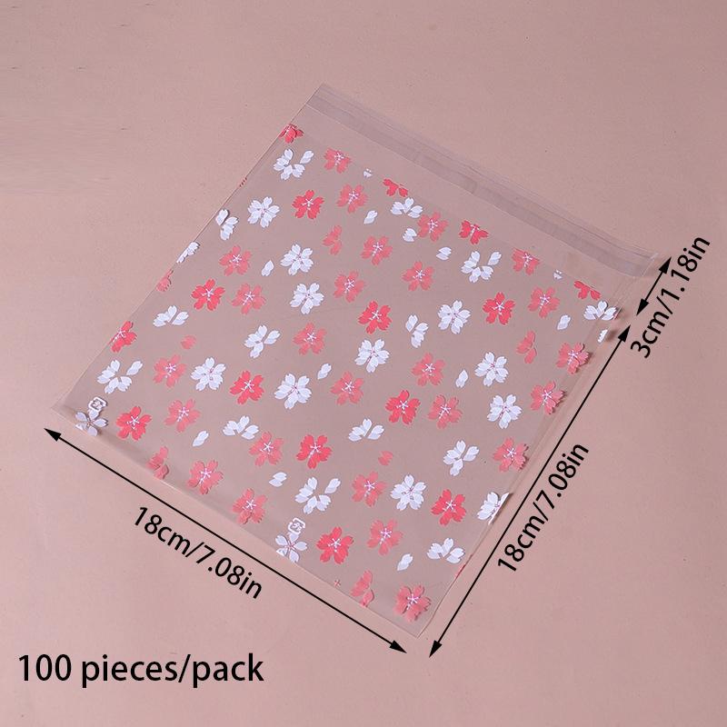100 шт., упаковочная сумка для сухофруктов, подарочные пакеты, сумка для хлеба, самоклеящаяся белая цветочка, конфеты