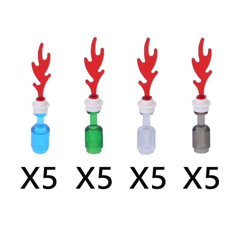 MOC Строительные блоки Костер Пламя Средневековая Бутылка вина Набор аксессуаров Модель подсвечника Мини-кирпич Совместимая игрушка Подарок Сделай сам X019