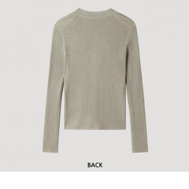 She Smiss Rib V Neck Button Slim Knit Sskpop12070 Lk