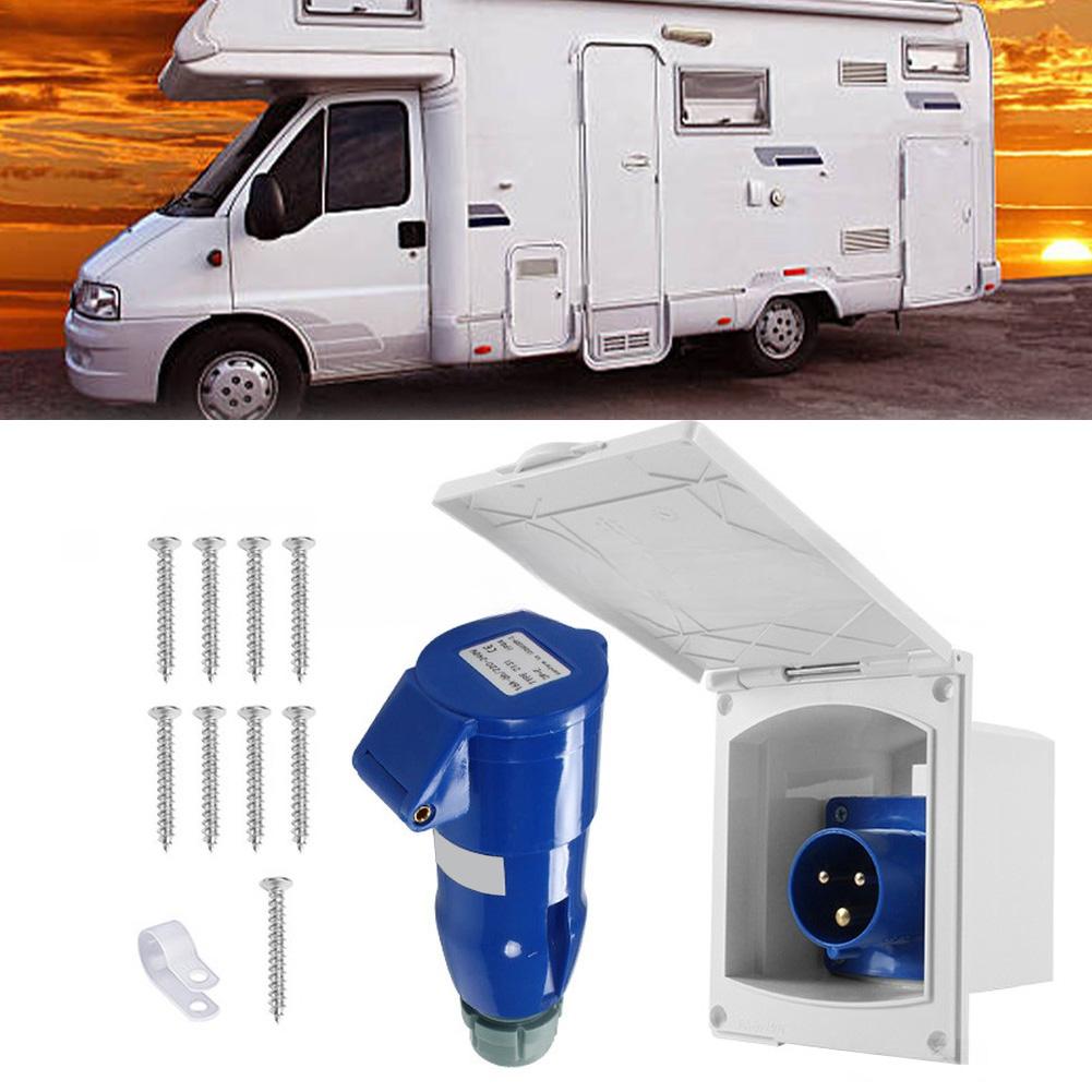 Camper 220V-250V 16A External Flush Hook Up Waterproof Plug Socket Apply To Caravan Camper Trailers Accessories IP44 Rated
