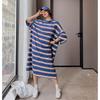 2025 Summer Plus Size Dress Women Loose Short Sleeve Soft Stripe Casual Basic Oversized Long Dress