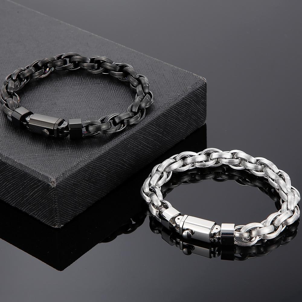 Большой размер 21/23,5 см, черный позолоченный мужской браслет-цепочка из нержавеющей стали для мужчин, мужские ювелирные аксессуары