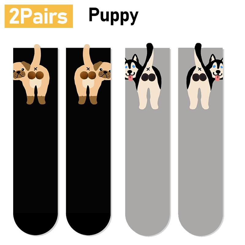 1/2 пары Мультяшные Милые Носки из хлопка с рисунком собаки/кошки Лолита Вязаные носки Женские Девичьи Носки средней длины Носки для сна с принтом питомца Напольные носки