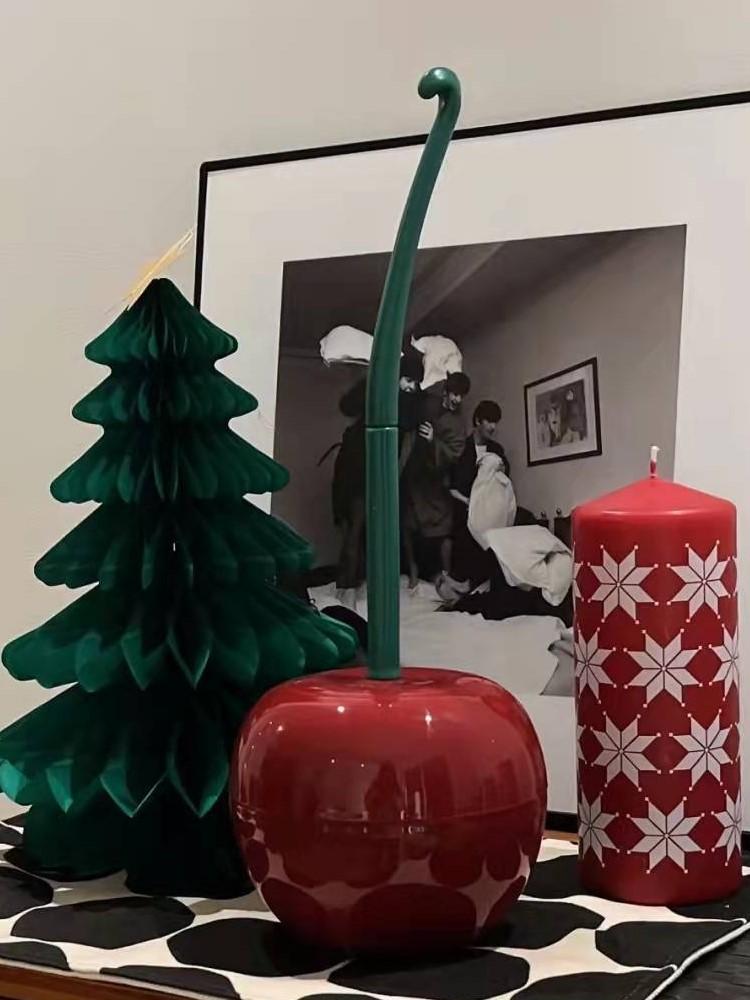 Щетка для унитаза вишневого цвета с основанием, креативный милый держатель щетки для чистки унитаза, гибкая щетка с мягкой щетиной, аксессуары для ванной комнаты