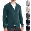 Men's Winter Long Sleeve Solid Color Sweater Jacket Men's Loose Solid Color Knitted Button Cardigan