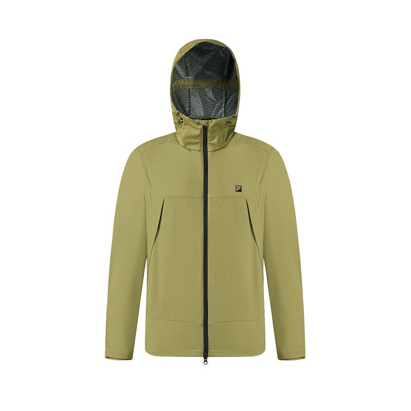 Fila Фитнес Уличная Ветрозащитная Дышащая Куртка с Капюшоном и Длинным Рукавом Унисекс куртки Темно-зеленый A51U531701F-DG