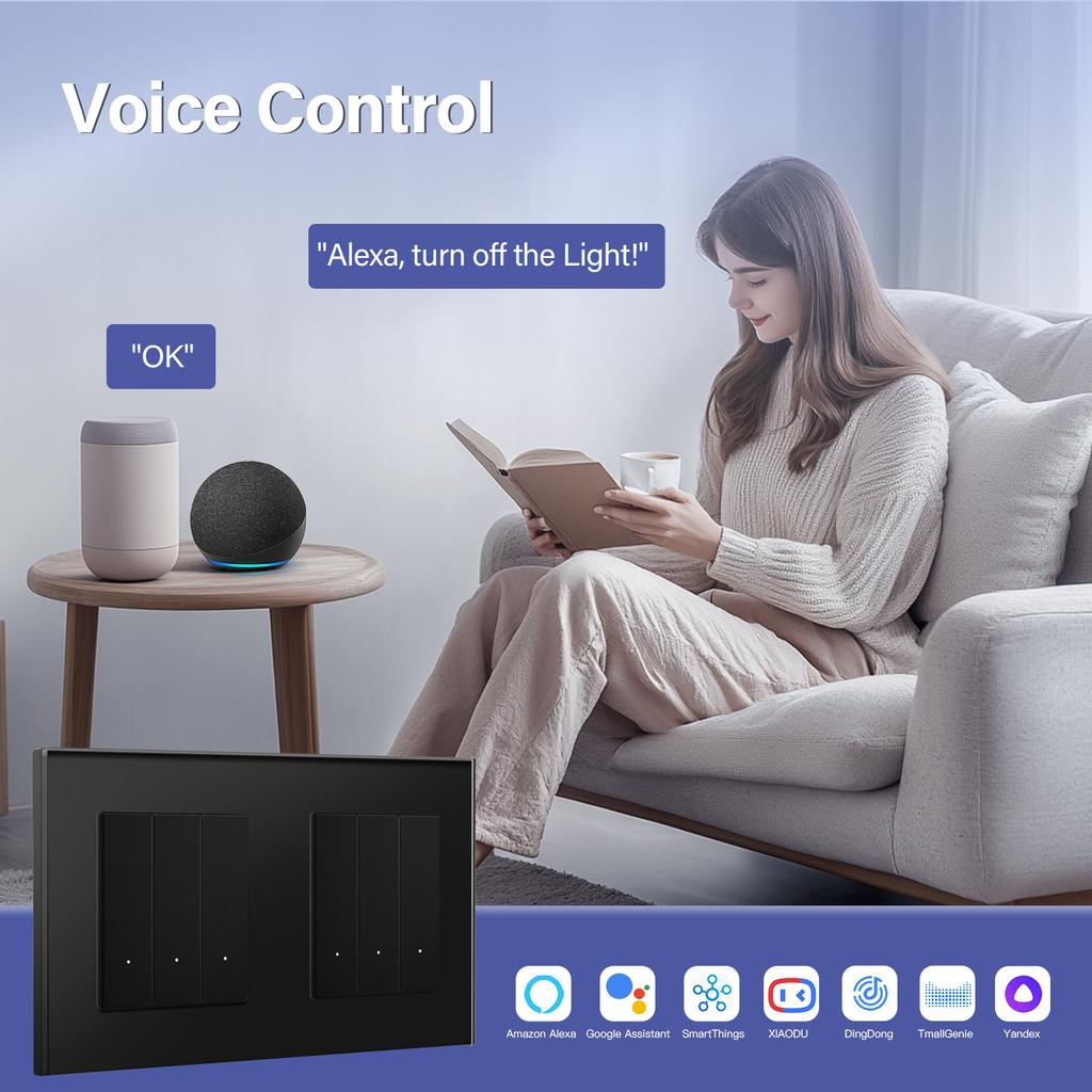 BSEED Серия ZigBee Кнопочные выключатели Настенные Умные Кнопочные Выключатели Света Желтая Подсветка Стеклянная Рамка Переключатель для Приложения Tuya Стандарт ЕС