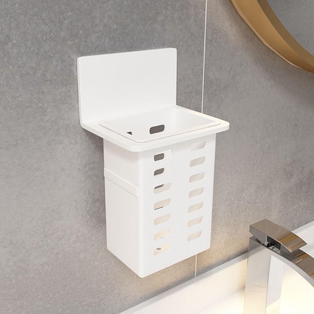 Plastic Wall Mounted Storage Box No Drill Makeup Brush Storage Box Utensils Holder Office