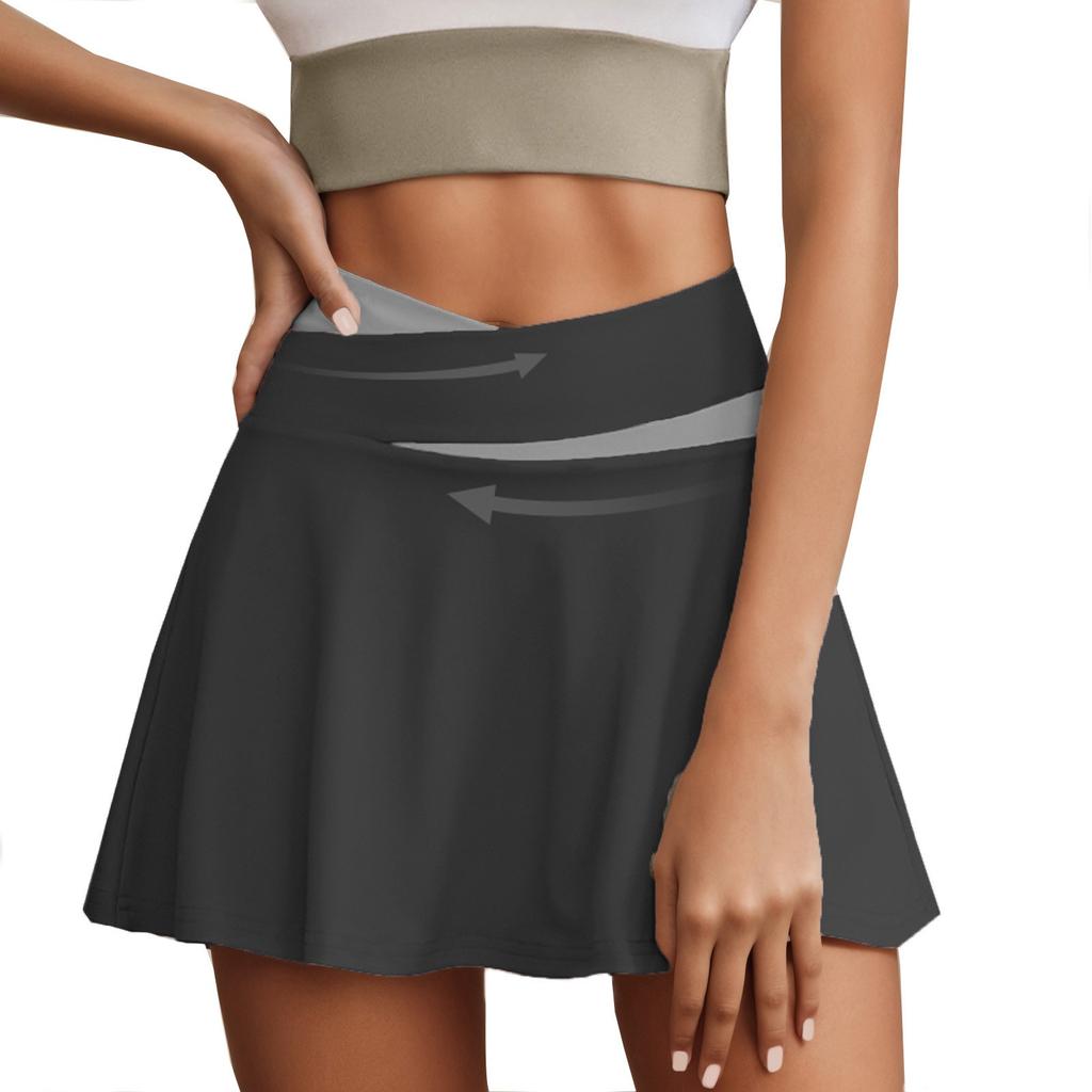 Women's Tight Fitting Sports Short Skirt, Quick Drying And Color Blocking Fake Two-piece Short Skirt, Yoga Pants Skirt