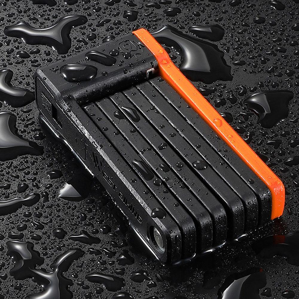 Компактный складной велосипедный замок WEST BIKING, противоугонный цепной замок, сверхмощная надежная защита с 3 ключами для велосипеда, электрического велосипеда/самоката