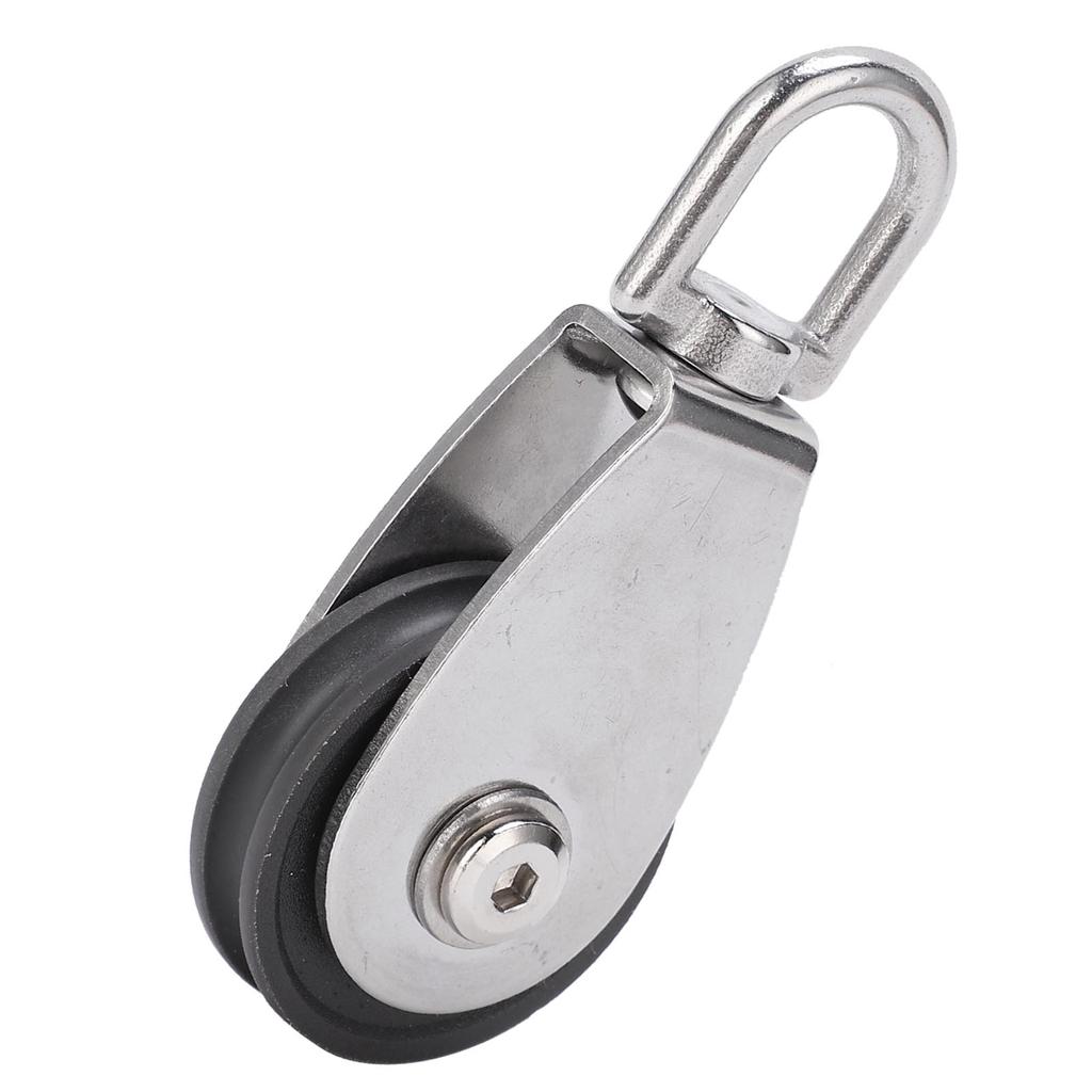 Stainless Steel Shell Dual Bearings Mute Pulley Block Nylon Wheel Groove 360 Degree Rotation