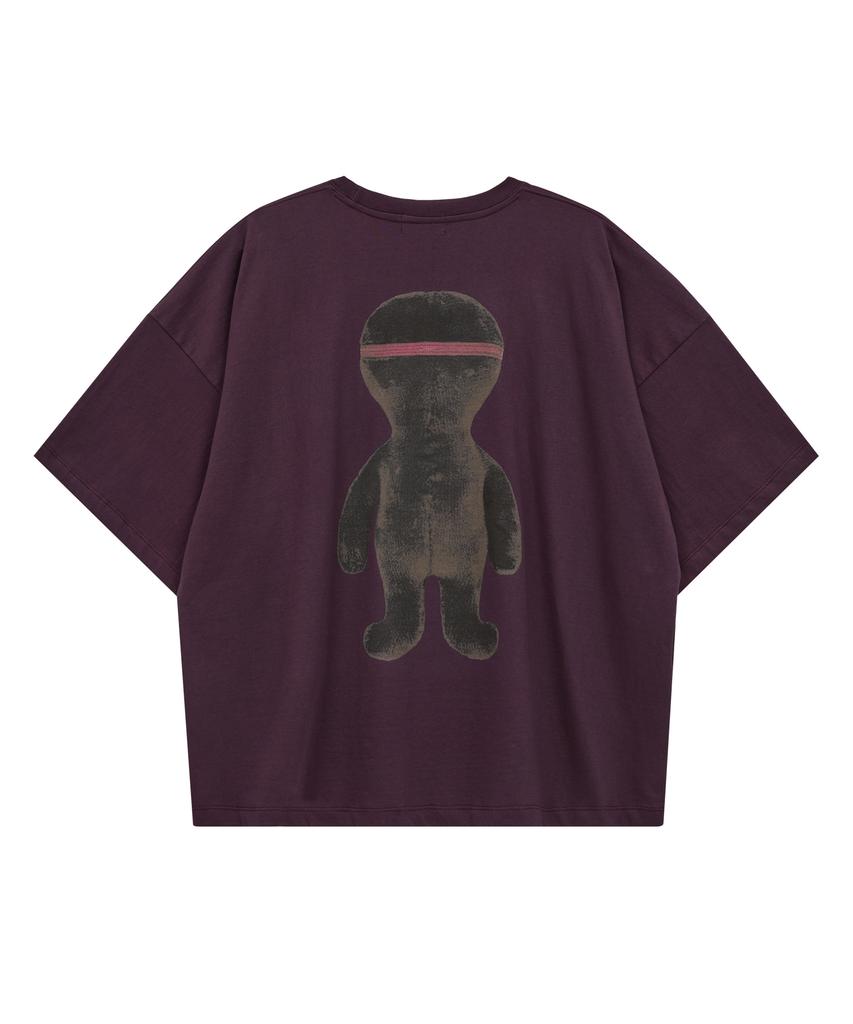 HOODHOOD Black Alien Graphic Oversized Short Sleeve T-Shirt Purple