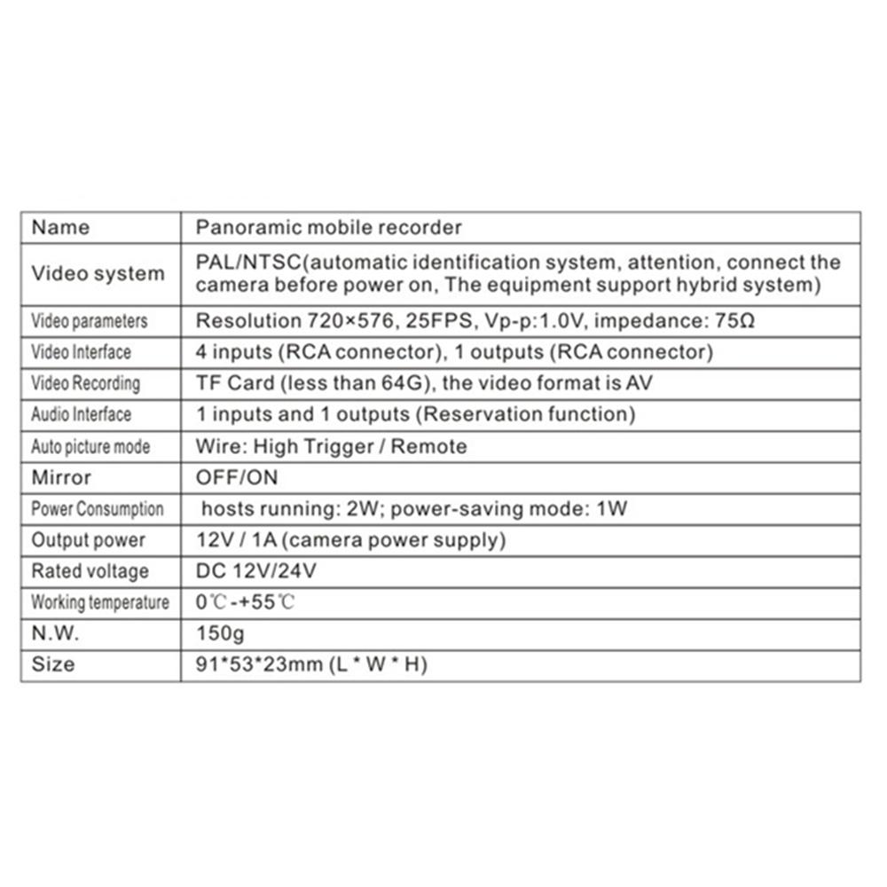 360° 4-канальный видеомультиплексор-регистратор Автомобильная камера DVR Разделитель изображения
