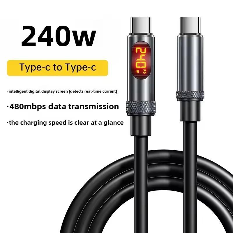 Светодиодный дисплей PD240W Кабель Type C - Type C Кабель для быстрой зарядки и передачи данных для iPhone 15 16 Samsung 27W Кабель USB C - IOS для iPhone 1,5 м