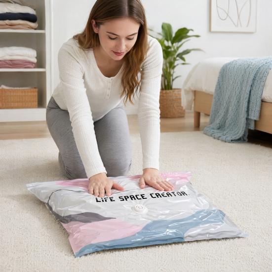 Pumpless Vacuum Storage Bags, Durable Mildew Proof Moisture Proof Clothes Storage, Large Capacity Design Compression Bags, for Clothes Bedding
