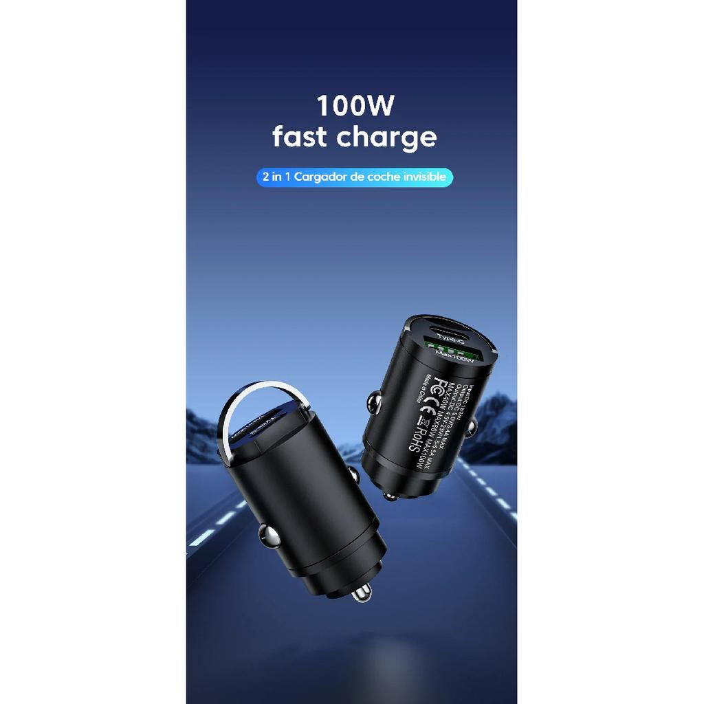 New 100W Car Charger Lighter PD Fast Charging For IPhone QC3.0 Mini USB Type C Mini Car Phone Charger For Samsung Huawei 2025