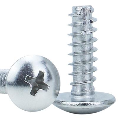 Саморез TT M3/M4 с большой плоской головкой, никелированный, с грибовидной и зонтичной головкой