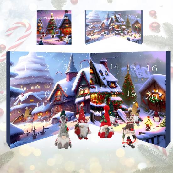 Рождественский адвент-календарь 2024 года на 24 дня с обратным отсчетом до Рождества, украшение с плюшевыми куклами-гномами, праздничный декор в виде гнома