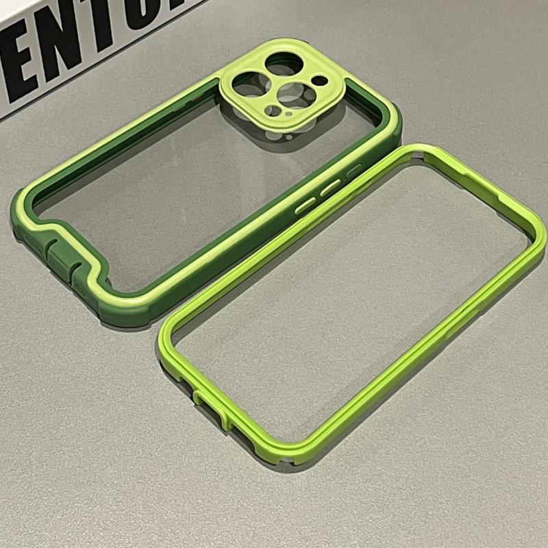Heavy Duty Hybrid Bumper Armor Clear Case for iPhone 16 15 14 Plus 13 12 11 Pro Max Shockproof Hit Color Durable Cover