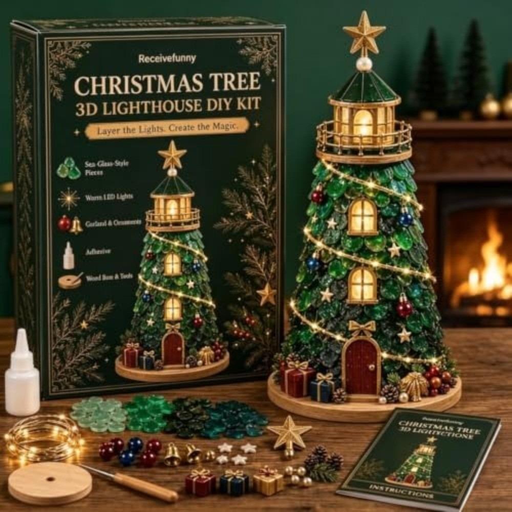 LED Lights Christmas Lighthouse Kit DIY 3D Christmas Craft Beginner-Friendly