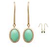 [Q4714] - Gold Plated 'Cléopatra' Gold Green Earrings - 10x8 Mm