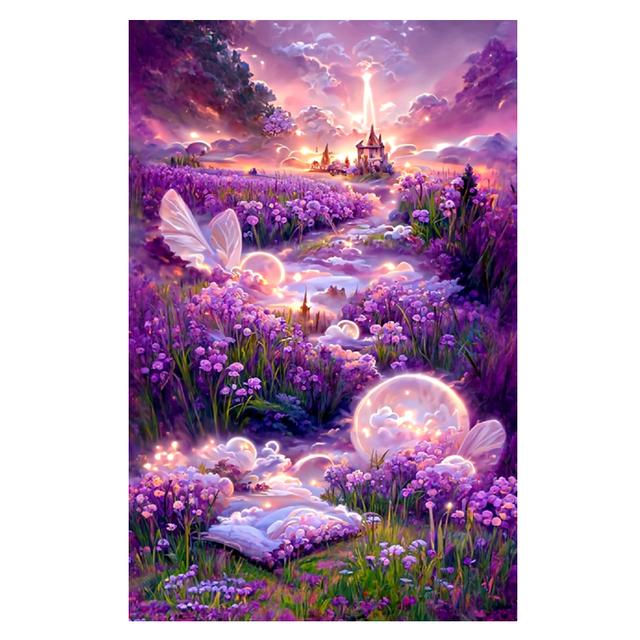 Diamond Painting Romantic Pink Flower House Castle Scenery Diamond Mosaic Embroidery Rhinestone DIY Princess Bedroom Decor S403