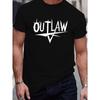 Мужская футболка с графическим принтом 'OUTLAW' - Повседневная футболка с коротким рукавом для лета, дышащая, можно стирать в машине, БОЛЬШИЕ РАЗМЕРЫ