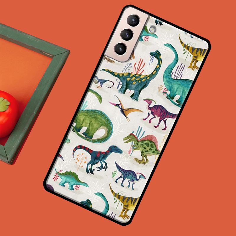 Cute Dino Dinosaur Cover For Samsung Galaxy S23 S21 Ultra S20 FE S8 S9 S10 Note 10 Plus Note 20 S22 Ultra Case