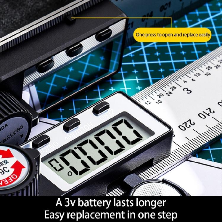 Угломер двойного назначения 200 мм Нержавеющая сталь Прямые кромки Линейки и Система цифровых измерений с функцией сброса ошибок