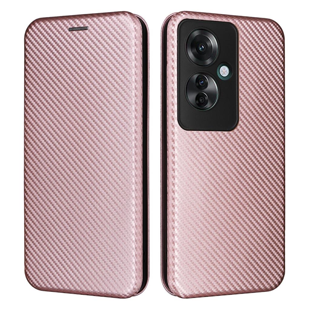 Чехол-книжка для телефона Oppo Reno11 F 5G с магнитом, текстурой карбонового волокна, из кожи, с полной защитой