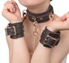 Liebe Seele SM Restraints Genuine Day High-end Collar, Handcuffs, Set, Leather, Cosplay, Valentine's (Brown)