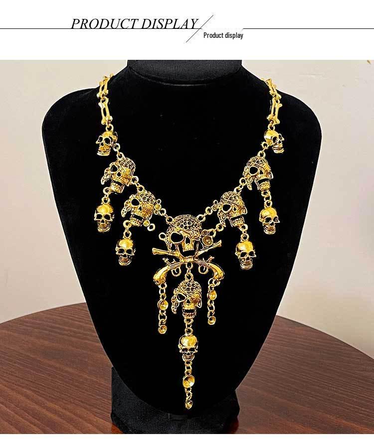 Европейский и американский стиль Ретро Ожерелье с кисточкой в виде черепа для Хэллоуина
