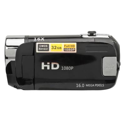Цифровая камера HD 1080P 16 МП 2,4-дюймовый поворотный экран Видеокамера с 16-кратным зумом Диктофон и заполняющий свет (черный)