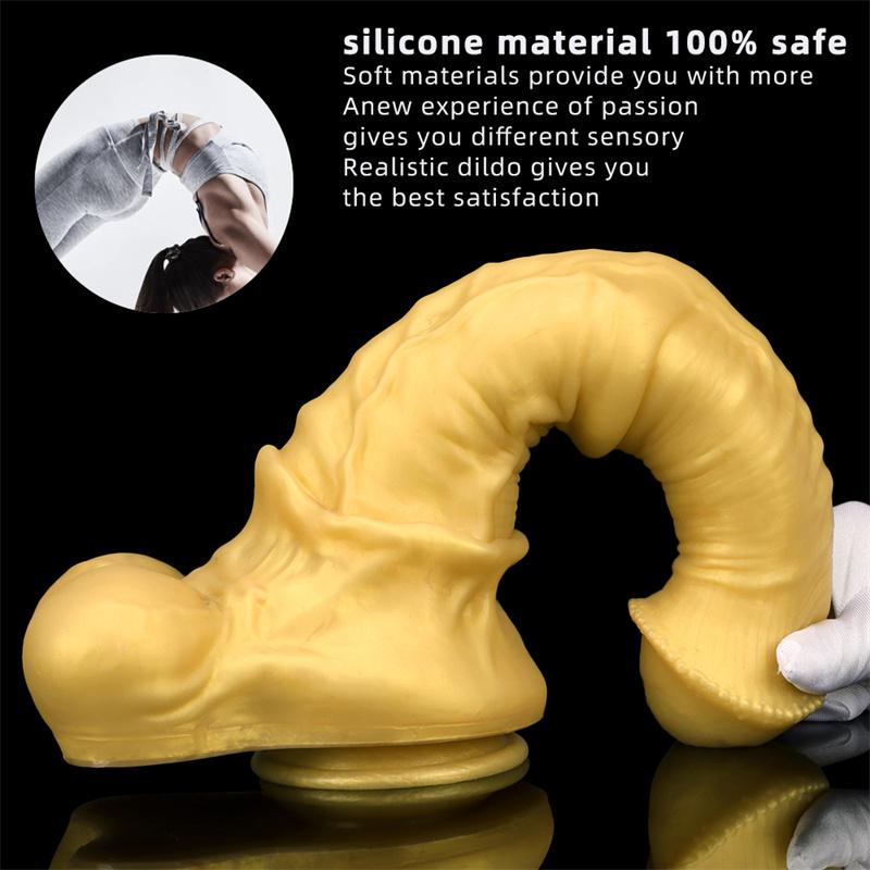 Gold Golden Horse Dildo Male and Female Silicone Soft Oversized Anal Plugs Anal Plug Masturbator