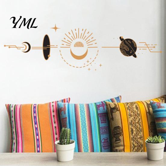 Creative Gifts for Home Makeover Bohemian Star And Moon Wall Stickers, Waterproof PVC Decals, Geometric Art Mural, Durable Balcony Glass Stickers Peel