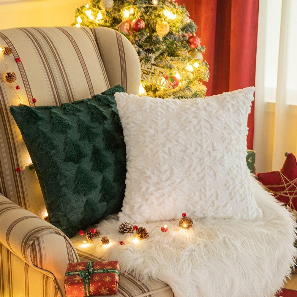 Soft Christmas Plush Pillowcase 3D Pattern Cushion Cover Comfortable Pillow Case Sofa/Bed