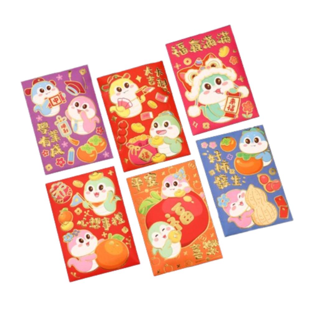 6pcs Chinese Style 2025 Snake Year Red Envelopes Blessing Money Packet Spring Festival Supplies