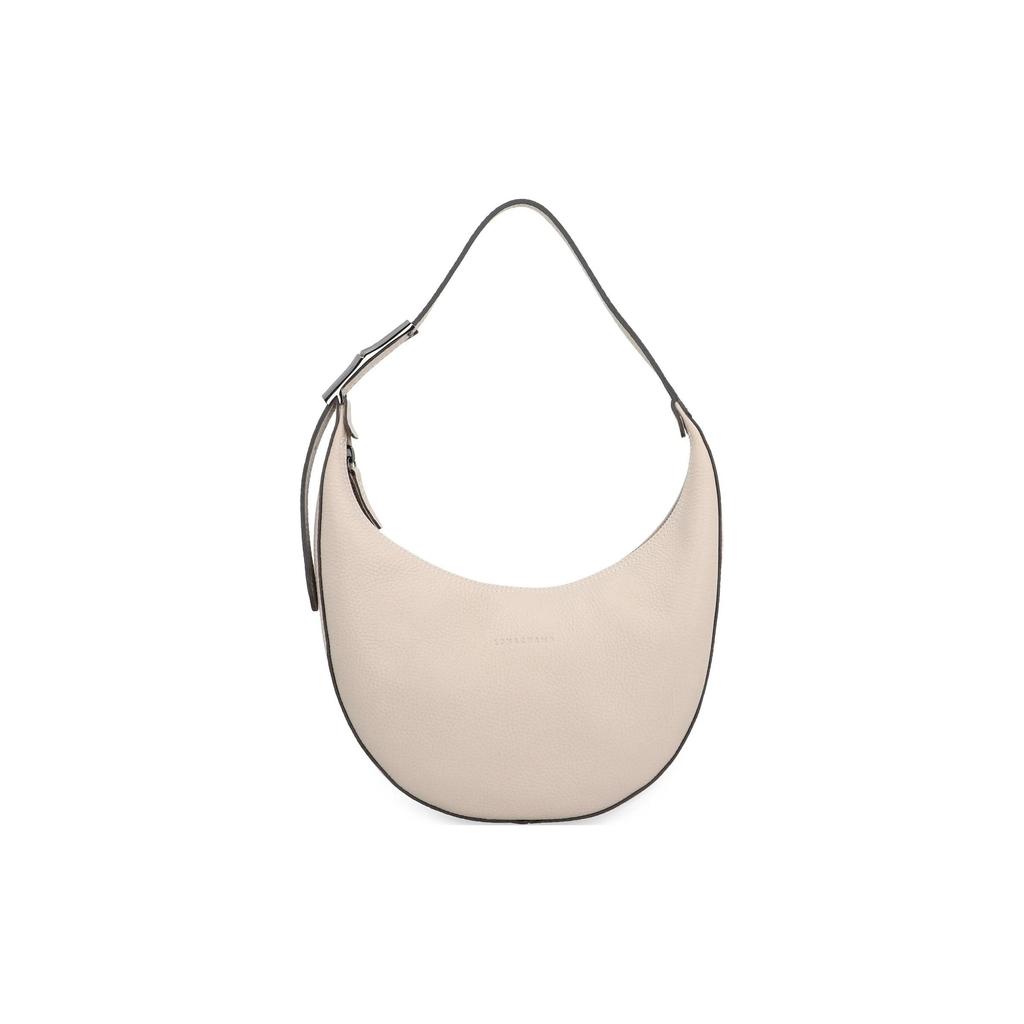 Longchamp Le Roseau Essential 28 Тисненый логотип Застежка-молния Телячья кожа Полумесяц Сумка через плечо Средний Женская сумка через плечо Миндальный 10218968266