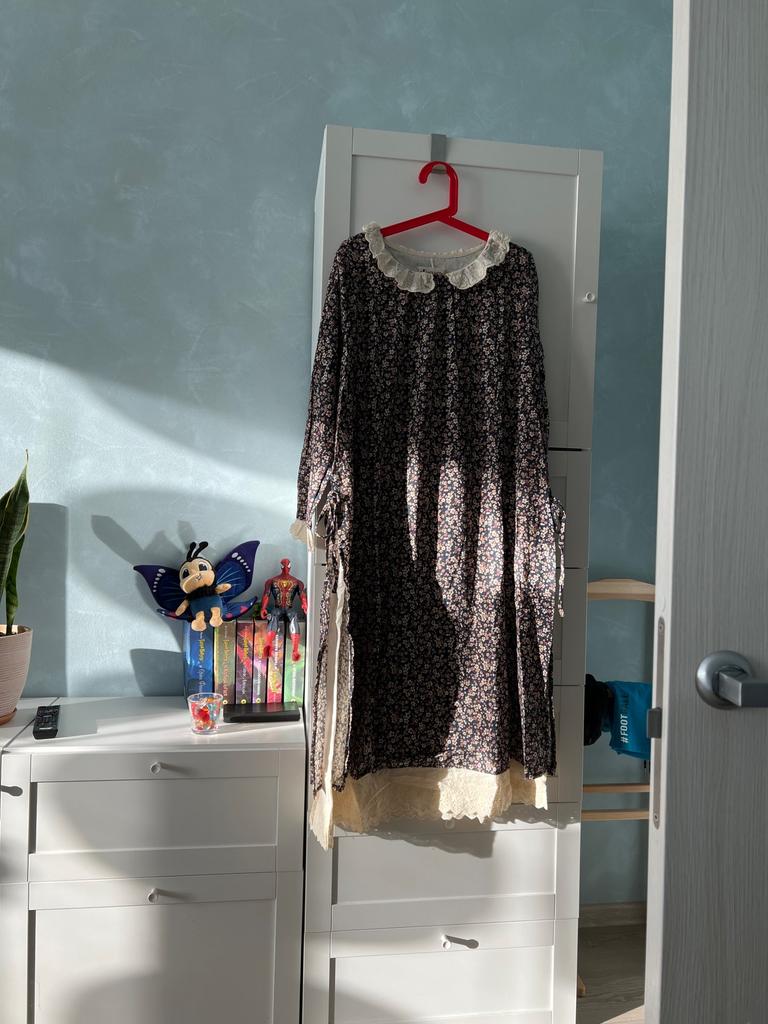 Японское платье с принтом Mori Girl Art, красивое весеннее женское платье из хлопка и льна, новое цветочное платье, свободное платье с длинными рукавами, платье-миди