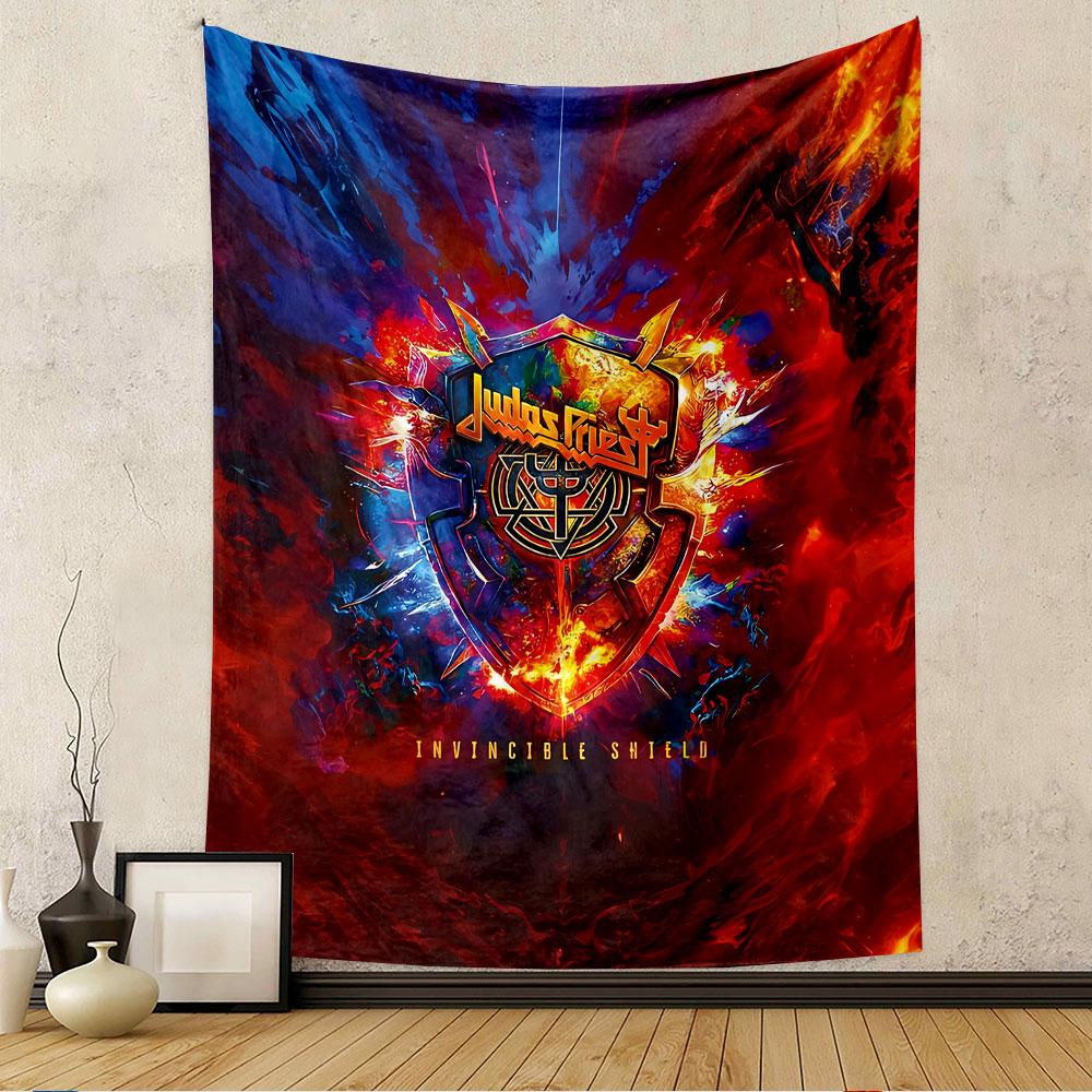 Judas Priest Tapestry Wall Hanging, Invincible Shield Album Poster Art, Rock Wall Decor for Bedroom Living Room Dorm