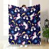 Unicorn and Rainbow Galaxy Design Flannel Blanket for Bedroom Living Room Sofa and Nap