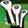 Golf Wood Cover Set of 3 for Fairway and Club Head Covers with a Simple and Synthetic (1FH) Drivers, Woods, Utilities. Three-piece Design. Black,