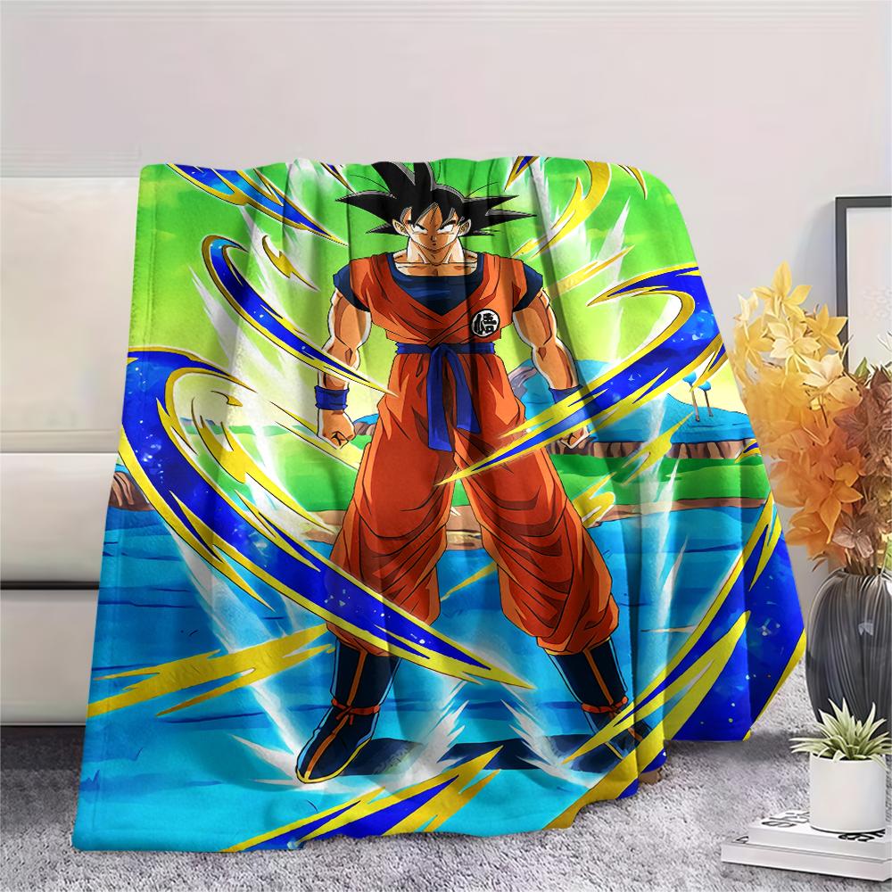 Dragon Ball Character Goku pattern Flannel Blanket, High quality Comfortable for All Seasons, Home Decor, Warmth and Comfort, Perfect for Gifts.