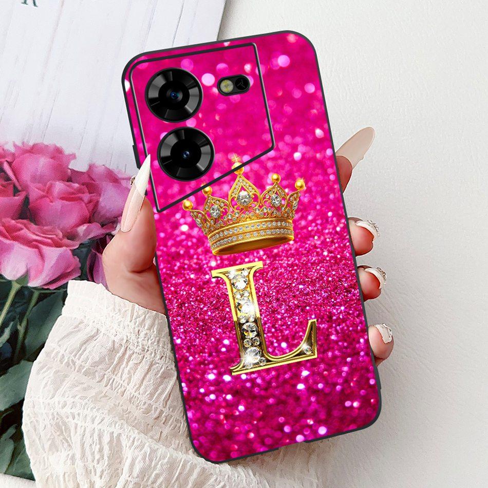 Для Tecno Pova 5 LH7n / Pova 5 Pro LH8n Модный Чехол для Телефона с Буквой Короны Для Tecno Pova5 5Pro 5G Черный Силиконовый Мягкий Чехол Бампер