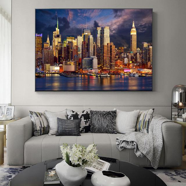 Картина на холсте Пейзаж Искусство Городская ночь Плакаты Художественные принты для украшения гостиной Домашний декор Закат Настенная картина без рамки