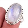Подарочное кольцо из натурального радужного лунного камня ручной работы из твердого серебра 925 пробы S.8 z1f55