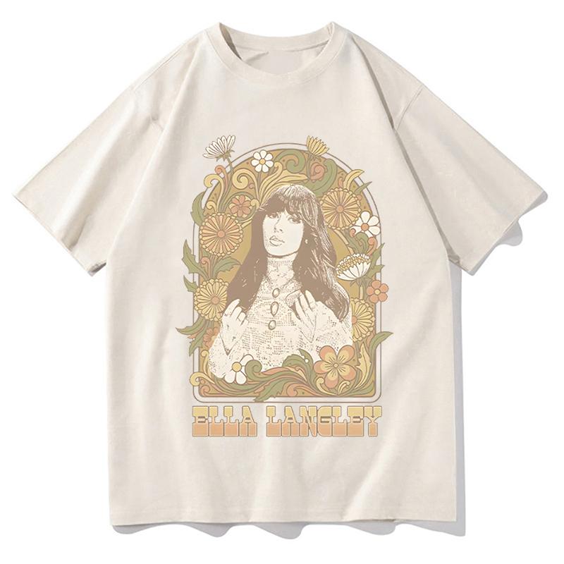 Ivory Dandelion T-shirts Ella Langley Dandelion Album Tee Fashion New Cotton Clothes Women Unisex Round Neck Long Sleeve Casual Tee