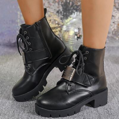 2024 Новые модные универсальные однотонные женские ботинки, теплые зимние короткие ботинки с боковой молнией на квадратном каблуке, темпераментные женские ботинки